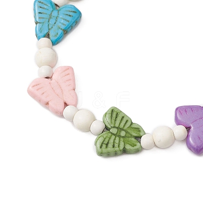 Butterfly Synthetic Turquoise Beads Stretch Bracelets for Women BJEW-JB12119-1