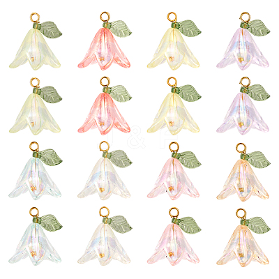 32PCS 8 Colors Transparent Acrylic Pendants PALLOY-TA0002-44-1