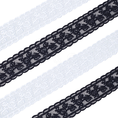 10 Yards 2 Colors Milk Fiber Embroidery Flower Lace Trim SRIB-GF0001-32-1