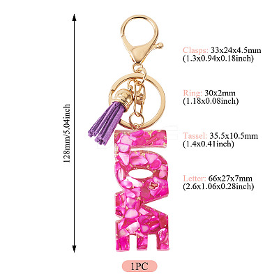 Alloy & Resin Tassel Keychainss AJEW-TADJ0001-20G-09-1