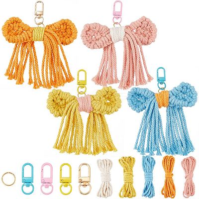 DIY Handmade Woven Cotton Bowknot Keychain Making Kits DIY-SC0028-14-1