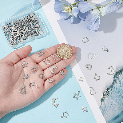 120Pcs 12 Styles Stainless Steel Charms STAS-WR0001-22-1