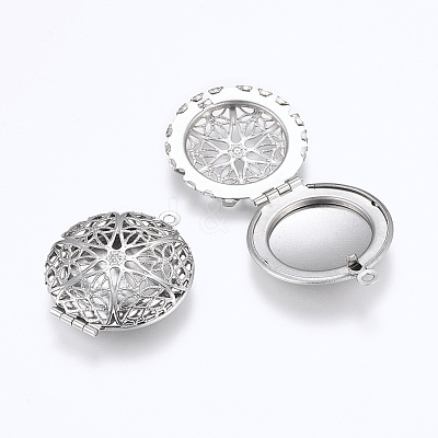 316 Stainless Steel Diffuser Locket Pendants STAS-G146-15P-01-1