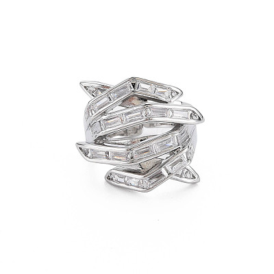 Hug Hand Fingers Cubic Zirconia Cuff Ring X1-RJEW-T016-35P-02-1