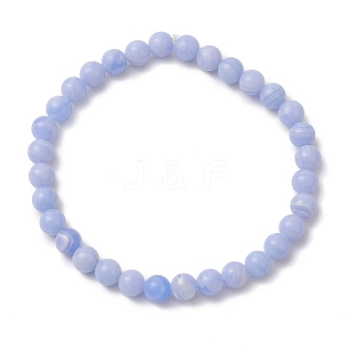 Natural Dyed Blue Lace Agate Beads Stretch Bracelets for Women BJEW-JB11260-1