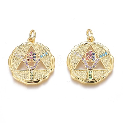 Brass Micro Pave Colorful Cubic Zirconia Pendants ZIRC-Z008-17G-1