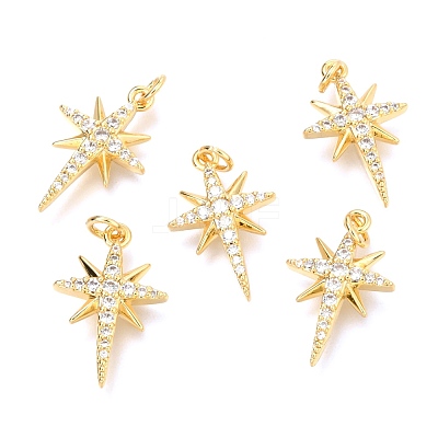 Brass Micro Pave Clear Cubic Zirconia Pendants ZIRC-O036-38G-1