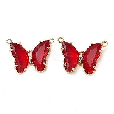 Brass Pave Faceted Glass Connector Charms FIND-Z020-03U-1