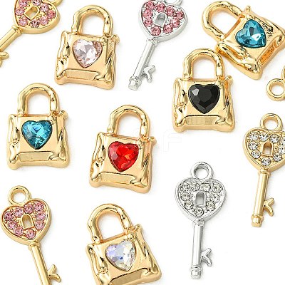 12Pcs 5 Styles Alloy Rhinestone Pendants FIND-FS0002-08-1