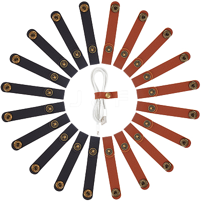 20Pcs 2 Colors Imitation Leather Data Wire Earphone Organizer AJEW-GF0004-06-1