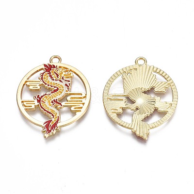 Rack Plating Alloy Enamel Pendants ENAM-N055-079-1