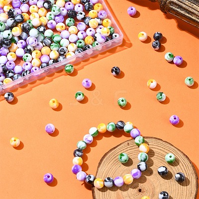 320Pcs 4 Colors Opaque Acrylic Beads SACR-YW0001-68-1
