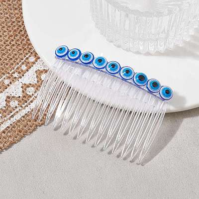 Resin Evil Eye Bead & Plastic Hair Combs PHAR-JH00093-01-1