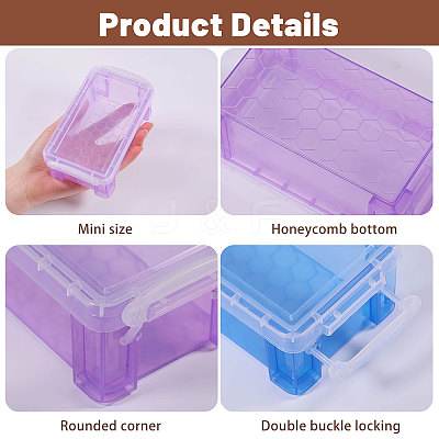 6Pcs 6 Colors Transparent Plastic Stackable Mini Organizer Bead Containers with Locking Lid CON-BC0007-66-1