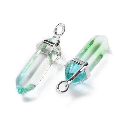 Faceted Bullet Glass Pointed Pendants KK-E282-01P-02-1