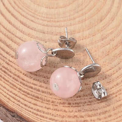 Natural Mixed Stone Ear Studs EJEW-JE01980-1
