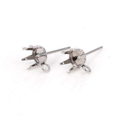Non-Tarnish 304 Stainless Steel Post Stud Earring Settings STAS-I150-05C-P-1