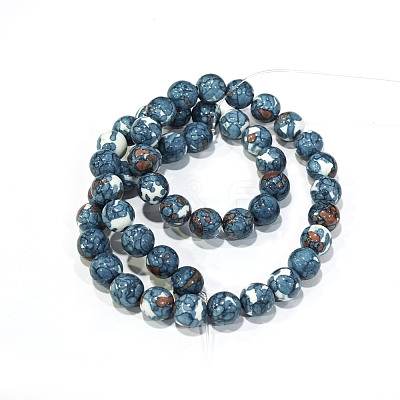 Synthetic Ocean White Jade Round Bead Strands X-G-M165-8mm-15-1