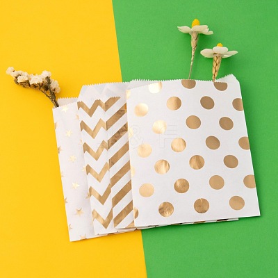 100Pcs 4 Patterns Eco-Friendly Kraft Paper Bags CARB-LS0001-02C-1