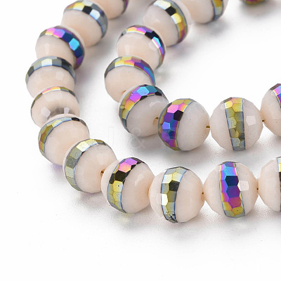 Electroplate Opaque Solid Color Glass Beads Strands EGLA-N006-031-B-1