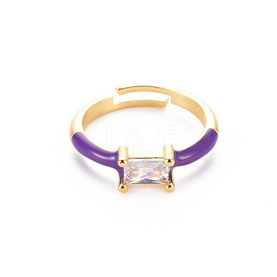 Brass Enamel Cuff Rings RJEW-T016-23C-NF-1