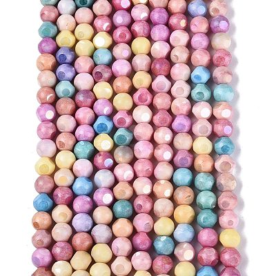 Ombre Effect Dyed Electroplate Opaque Glass Beads Strands EGLA-Q130-01A-1