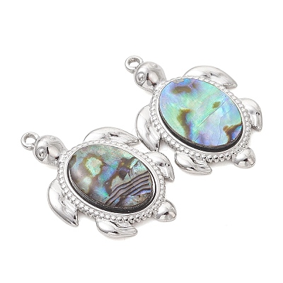 Natural Paua Shell Epoxy Resin Pendants PALLOY-JF05271-02-1