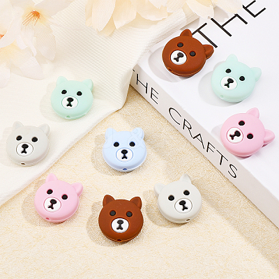 10Pcs 5 Colors Silicone Beads SIL-CA0001-91-1