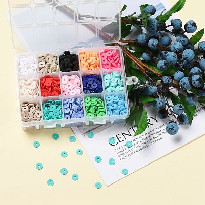150G 15 Colors Handmade Polymer Clay Beads CLAY-JP0001-14-8mm-1