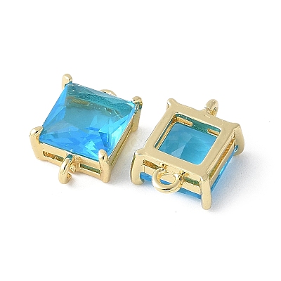 Brass Pave Cubic Zirconia Connector Charms KK-F892-53G-05-1