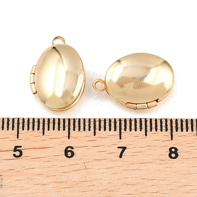 Oval Brass Locket Pendants KK-K414-12E-G-1