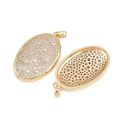 Brass Micro Pave Cubic Zirconia Pendants KK-B157-08G-01-1