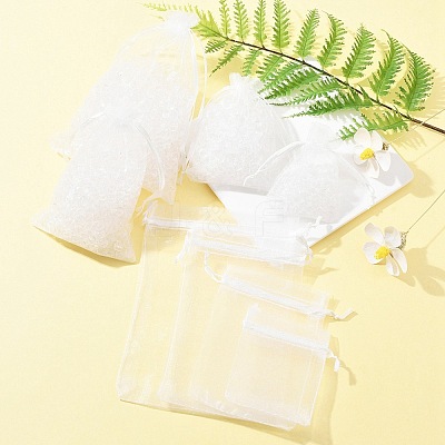 30Pcs 4 Styles Rectangle Organza Bags Jewellery Storage Pouches Wedding Favour Party Mesh Drawstring Gift OP-FS0001-01C-1