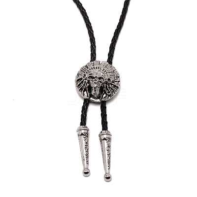 Flat Round with Egypt Pharaoh Laria Necklace for Men Women NJEW-WH0011-06AS-1