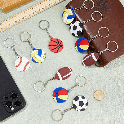 24Pcs 6 Style PVC Plastic Pendant Keychain KEYC-CN0001-02-1