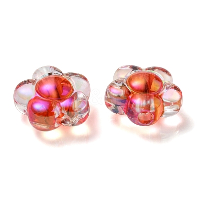 UV Plating Rainbow Iridescent Transparent Acrylic Beads OACR-C007-11B-1