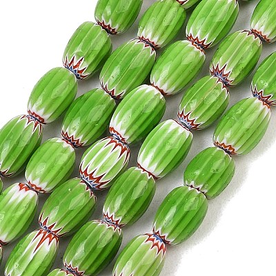 Handmade Millefiori Glass Oval Beads Strands LK-Z001-02A-08-1