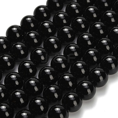 Natural Black Onyx(Dyed & Heated) Beads Strands G-H329-C06-10mm-1