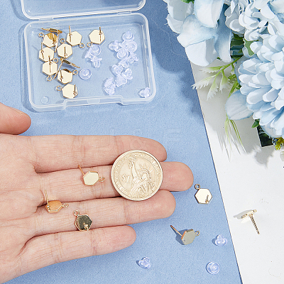 Brass Stud Earring Findings KK-BBC0028-29A-1