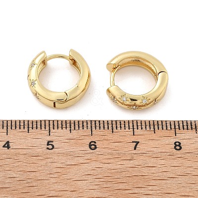 Clear Cubic Zirconia Star Hoop Earrings LS-EJEW-C022-01G-1