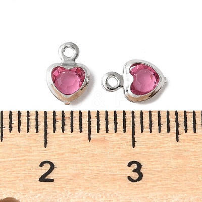 Heart Rack Plating Brass Glass Charms KK-S385-01P-1