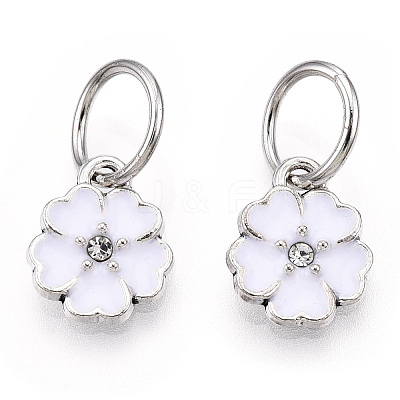 Enamel Style Flower Alloy Rhinestone Charms ENAM-S085-08-1