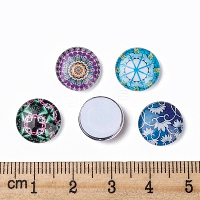 Mosaic Printed Glass Half Round/Dome Cabochons X-GGLA-N004-12mm-G-1