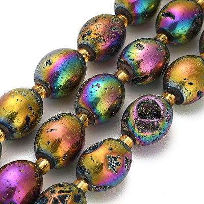 Electroplated Natural Druzy Geode Crystal Beads Strands G-F833-O01-01E-1