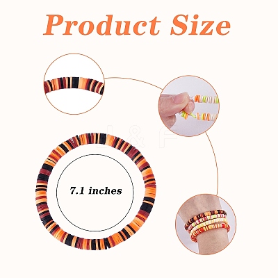 Handmade Polymer Clay Heishi Surfer Stretch Bracelets Set BJEW-SW00099-02-1