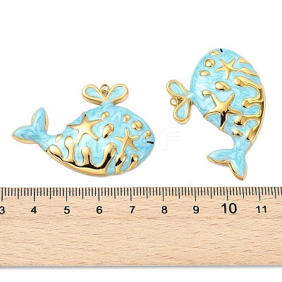 Ocean 304 Stainless Steel Enamel Pendants STAS-T076-08F-03G-1