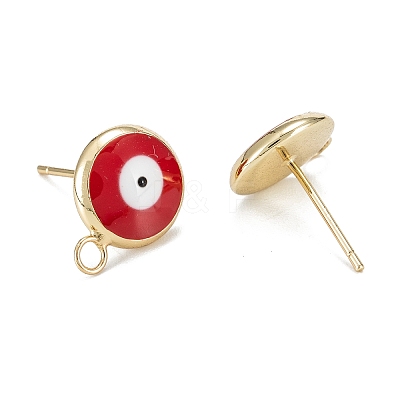 Eco-Friendly Brass Enamel Stud Earring Findings KK-H761-02G-A-1