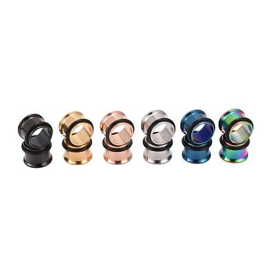 12Pcs 6 Colors 316 Surgical Stainless Steel Screw Ear Gauges Flesh Tunnels Plugs STAS-YW0001-16B-1