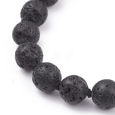 8mm Round Natural Lava Rock Braided Beads Bracelet BJEW-JB07083-02-1