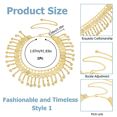 Bohemian Alloy Coin Tassel Waist Chains AJEW-WH0596-933G-1